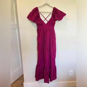 NWT Anthropologie En Saison pink maxi shirt sleeve dress small